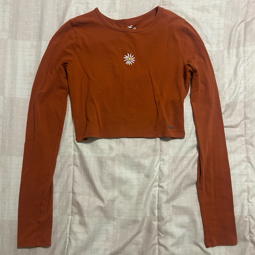 Orange Long Sleeve Crop Top